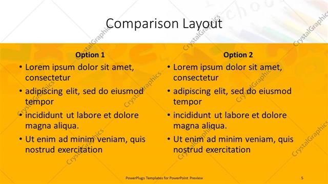 Comparison presentation slide layout
