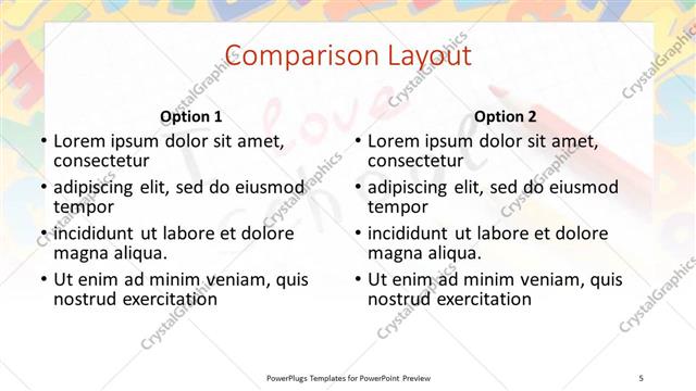 Comparison presentation slide layout