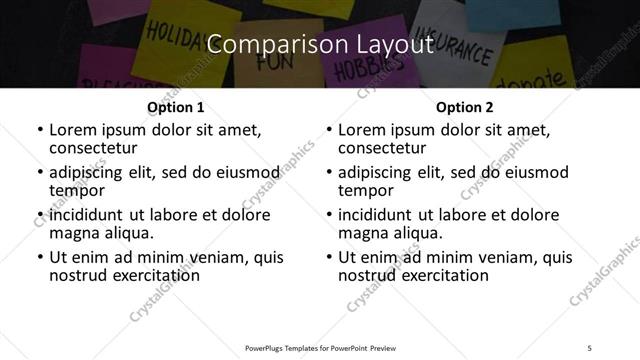 Comparison presentation slide layout