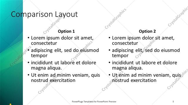 Comparison presentation slide layout