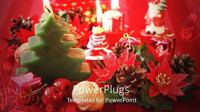  Presentation with christmas candles - Lots of colorful Christmas differently shaped candles, gifts and ornaments