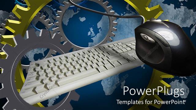  Presentation with key - Lots of colorful gears with a white key board and a mouse
