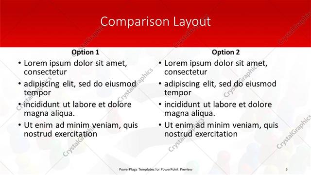 Comparison presentation slide layout