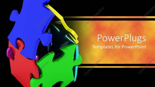  Presentation with home - Lots of colorful puzzles forming a house on a black background