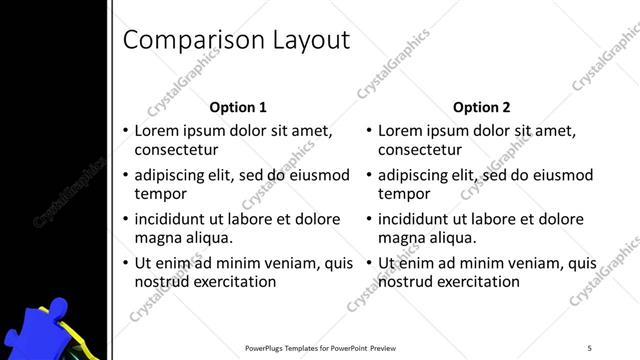 Comparison presentation slide layout