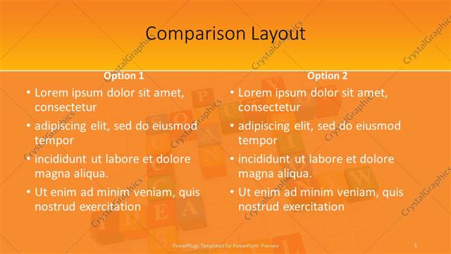 Comparison presentation slide layout