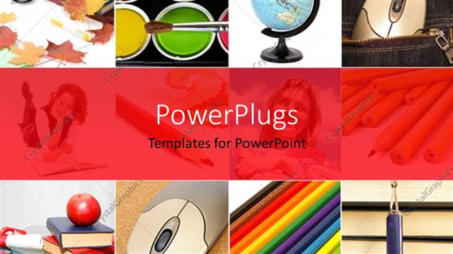  Presentation with elements - Lots of colorful tiles showing different educational elements