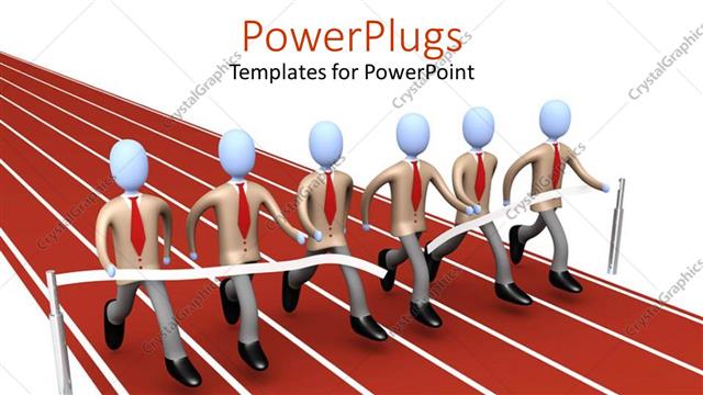  Presentation with winning - Lots of corporate human figures running together and winning