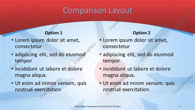 Comparison presentation slide layout
