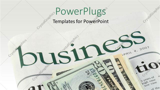  Presentation with bills - Lots of dollar bills on a newspaper with a ext that spell out the word 