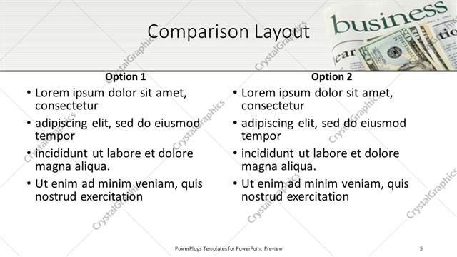 Comparison presentation slide layout