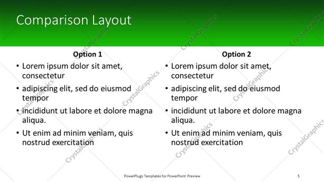 Comparison presentation slide layout