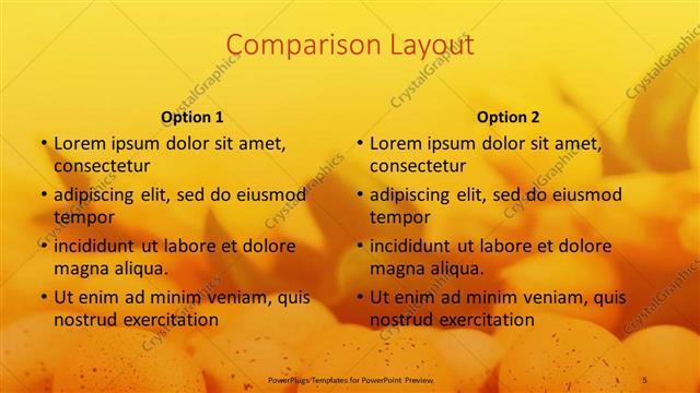 Comparison presentation slide layout