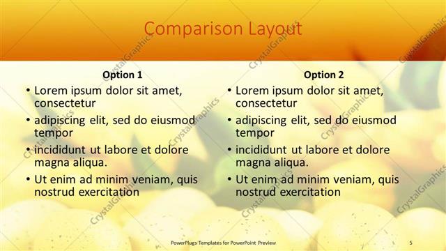 Comparison presentation slide layout