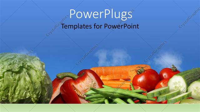  Presentation with vegetables - Lots of fresh vegetables on a blue colored background