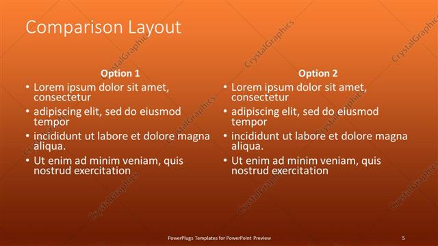 Comparison presentation slide layout