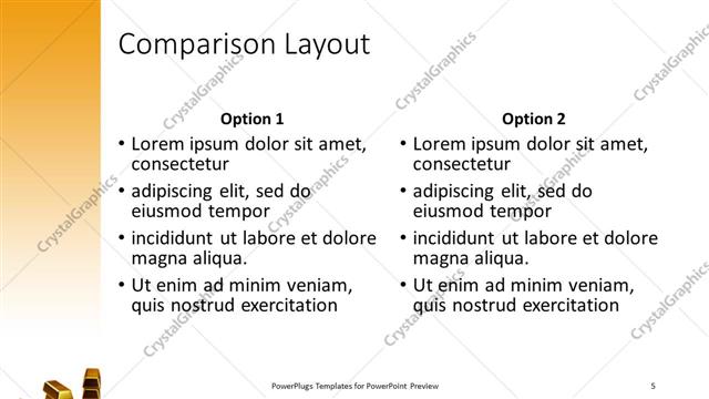Comparison presentation slide layout