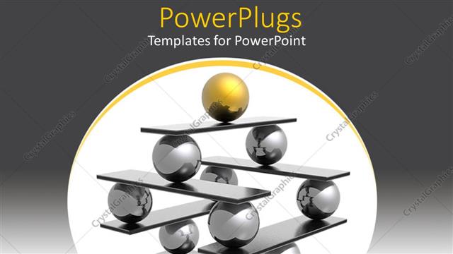 Presentation with pyramid - Lots of gold and black 3D balls forming a pyramid shape