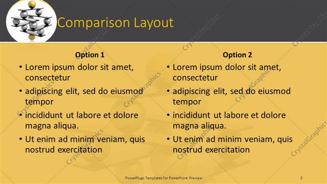 Comparison presentation slide layout