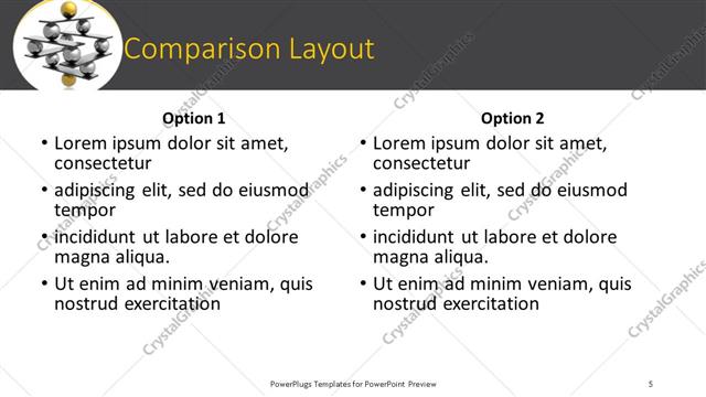 Comparison presentation slide layout