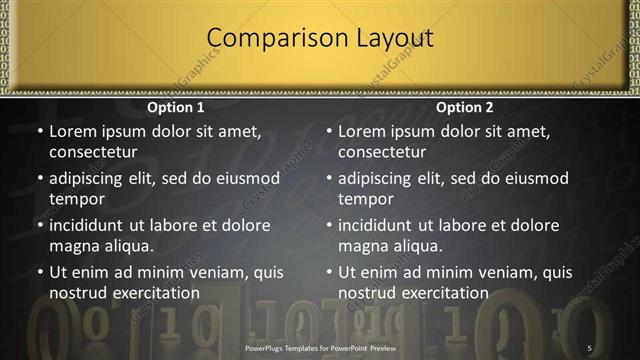 Comparison presentation slide layout