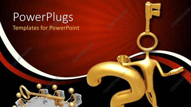  Presentation with key - Lots of gold colored characters with a golden key