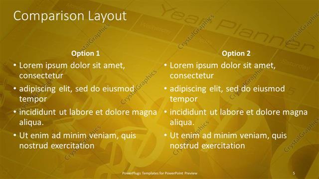 Comparison presentation slide layout