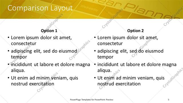 Comparison presentation slide layout