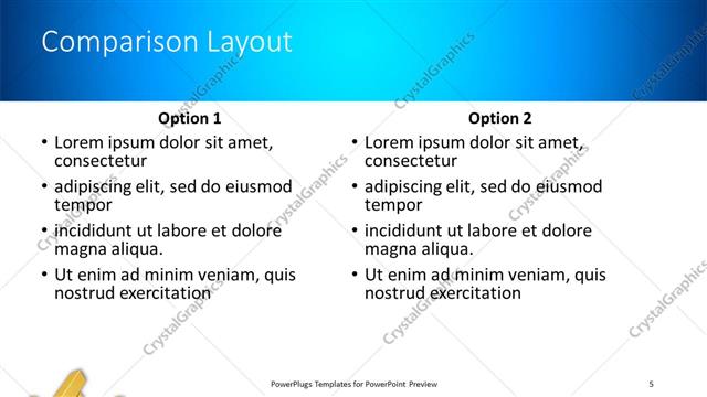 Comparison presentation slide layout