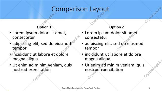 Comparison presentation slide layout
