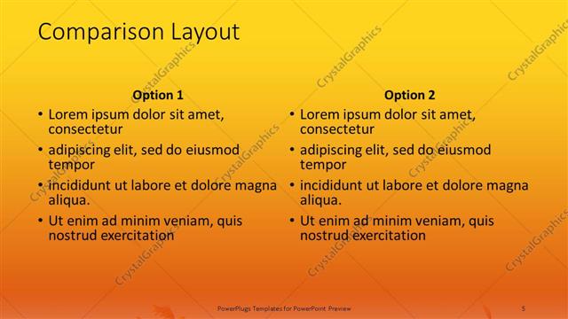 Comparison presentation slide layout