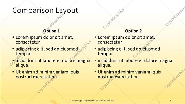 Comparison presentation slide layout