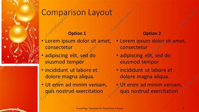 Comparison presentation slide layout