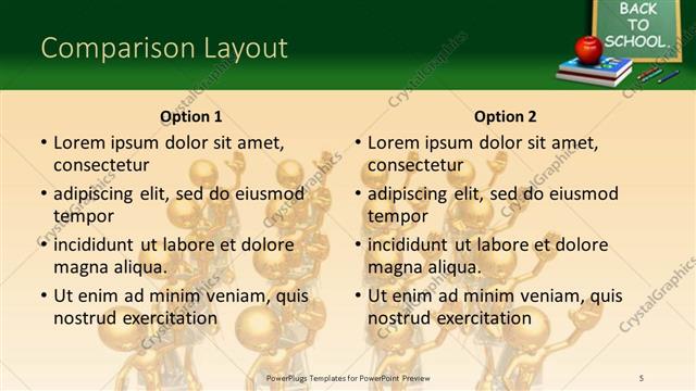 Comparison presentation slide layout