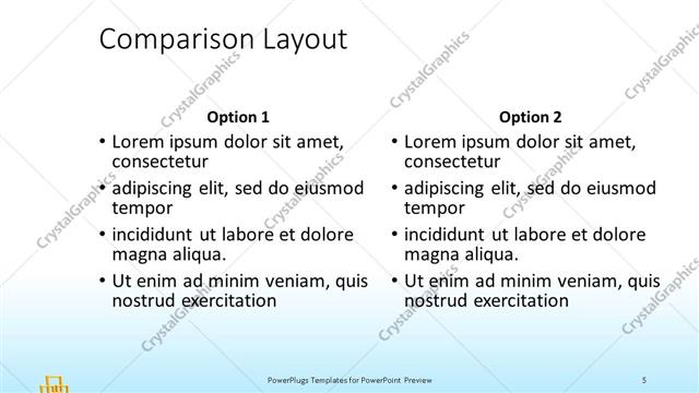Comparison presentation slide layout