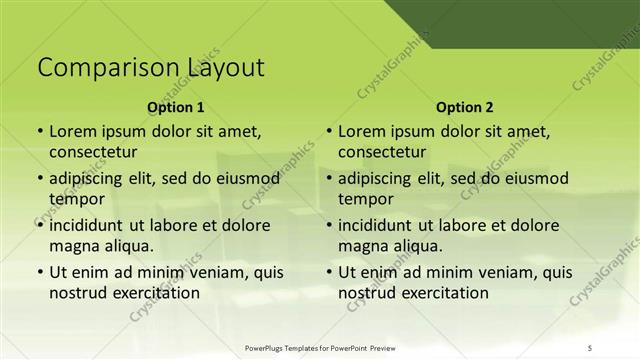 Comparison presentation slide layout