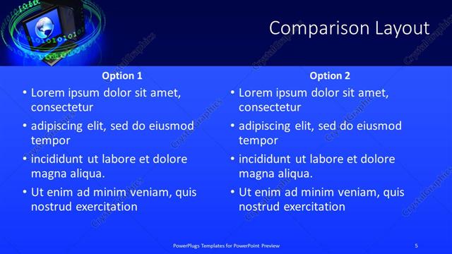 Comparison presentation slide layout