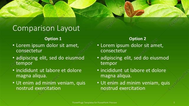 Comparison presentation slide layout