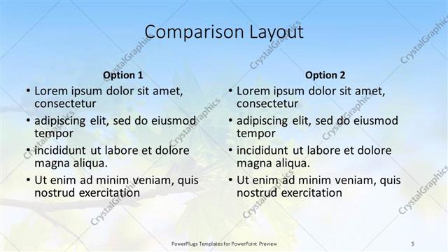 Comparison presentation slide layout