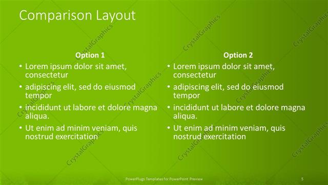 Comparison presentation slide layout
