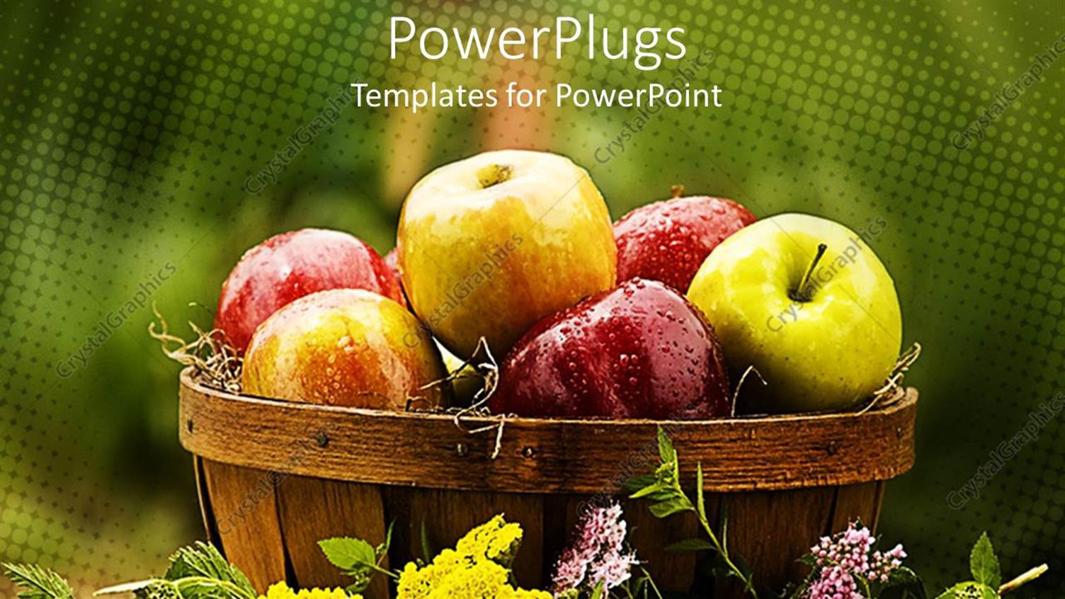 Featuring Lots of Green and Red Apples in a large Brown Bowl