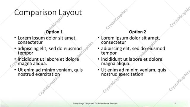 Comparison presentation slide layout