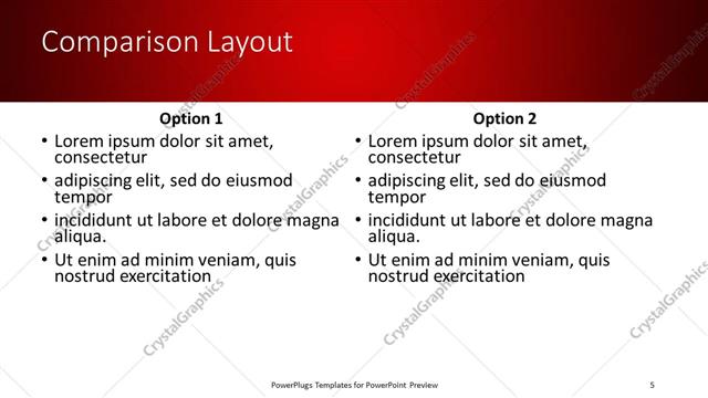 Comparison presentation slide layout