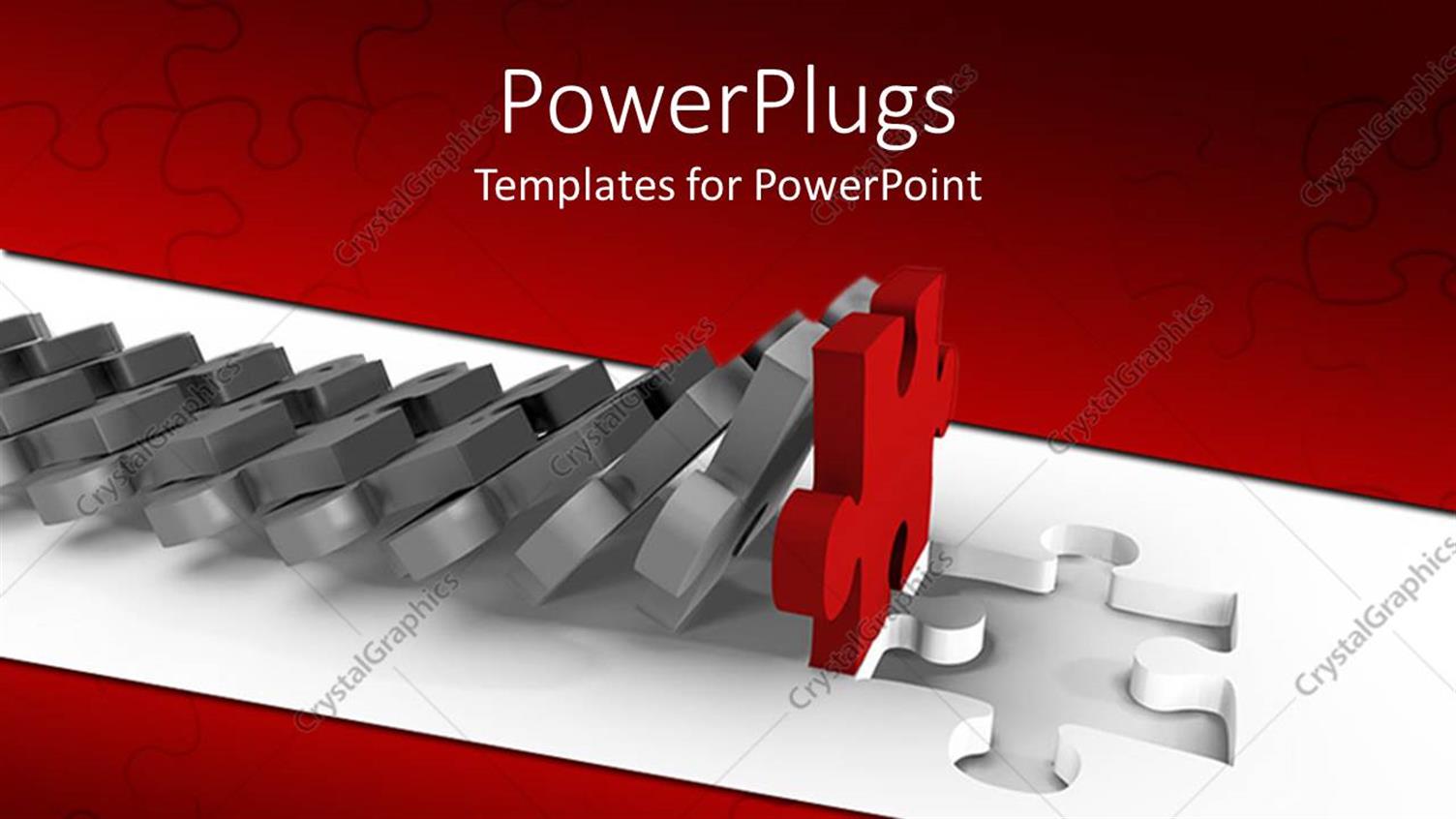 Featuring Lots of Grey ColoRed Puzzle Pieces Falling on a Red One