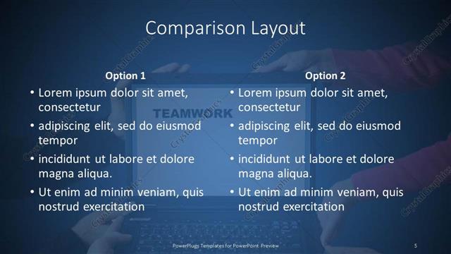 Comparison presentation slide layout
