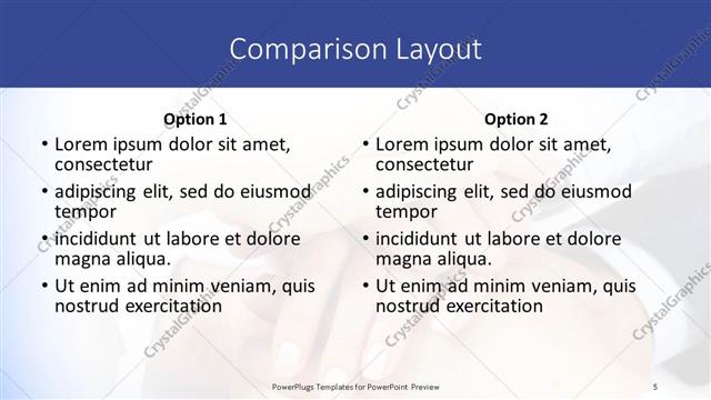 Comparison presentation slide layout