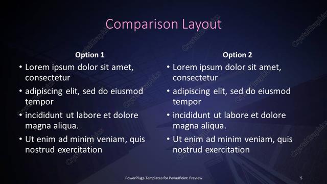 Comparison presentation slide layout