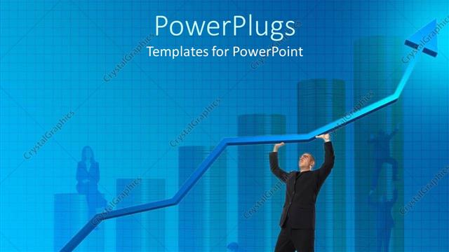  Presentation with business growth - Lots of humans on the background with one holding an arrow