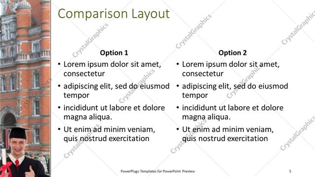 Comparison presentation slide layout