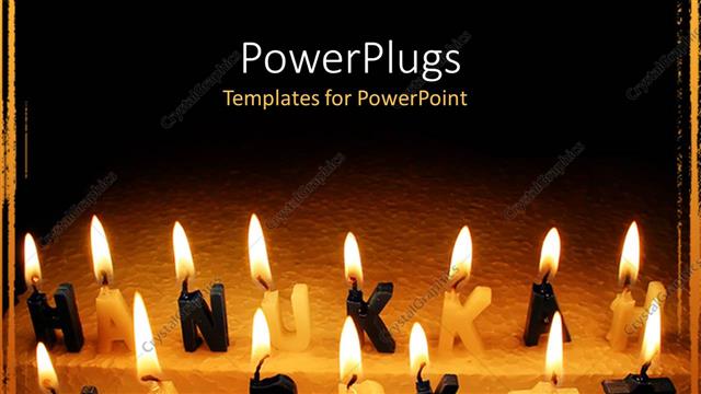  Presentation with hanukkah - Lots of letter shaped candles forming the text HAPPY HANUKKAH
